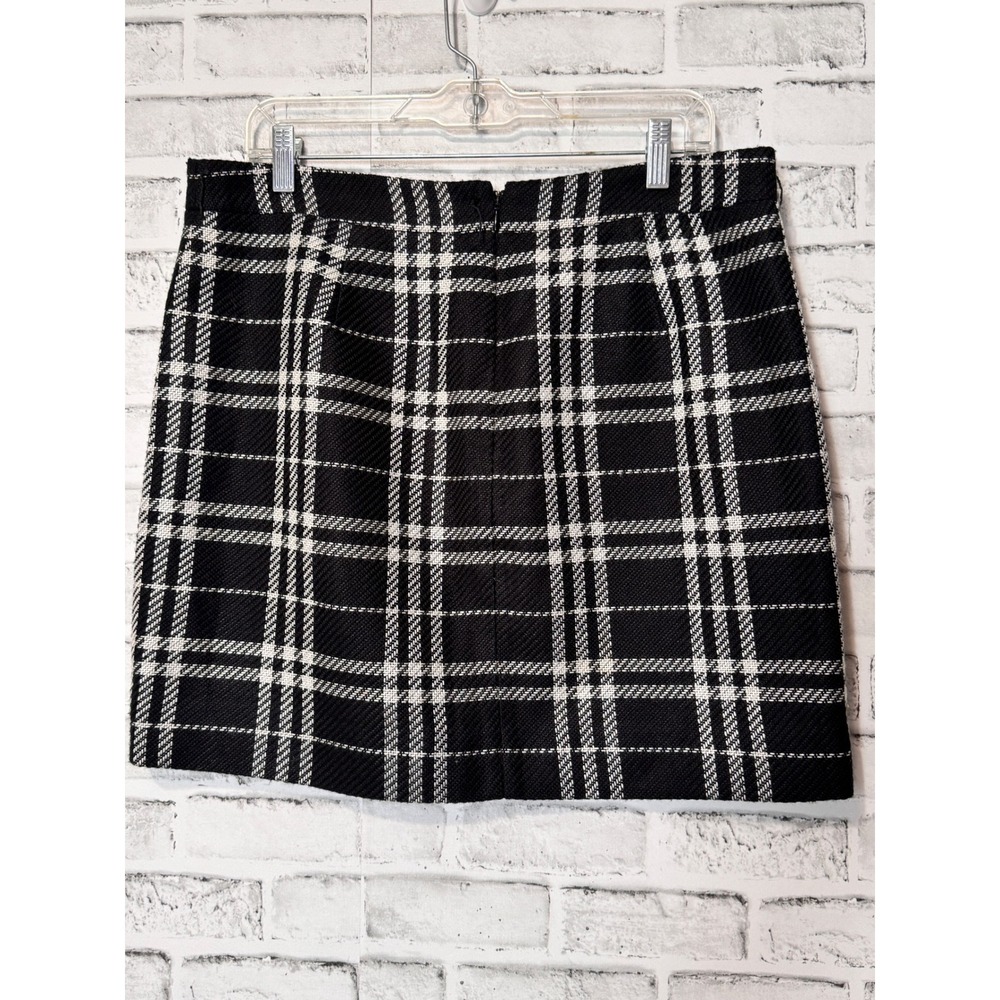J. Crew Plaid A-Line Skirt‎ Black White Tweed Women's Size 12 - Picture 3 of 8